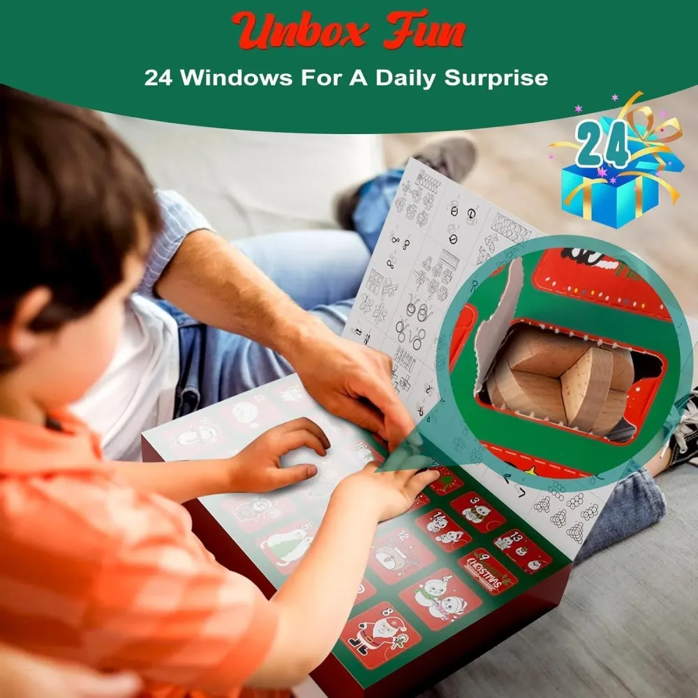 Adventskalender 2024 Knobelspiele Kinder Metall Holz Puzzle