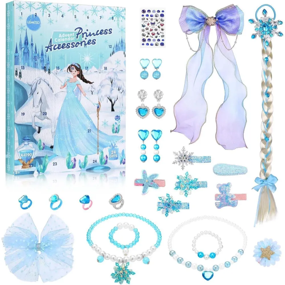 Adventskalender 2024 Schnee Thema Haarschmuck Mädchen 24