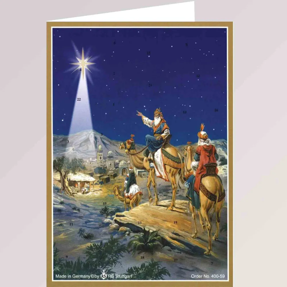 Adventskalender Klappkarte - Die Heiligen Drei Könige folgen dem Stern