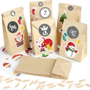 Adventskalender Kraftpapiertüten Weihnachtskalender DIY Set