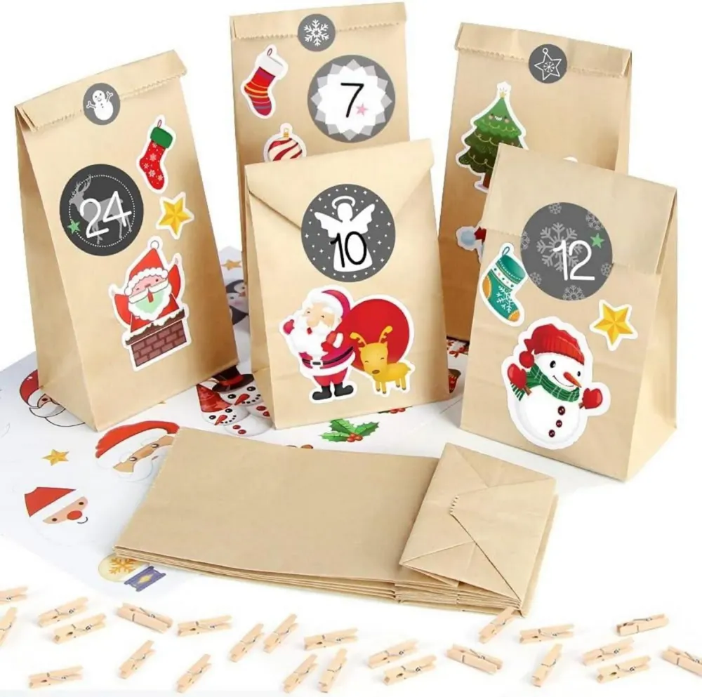 Adventskalender Kraftpapiertüten Weihnachtskalender DIY Set