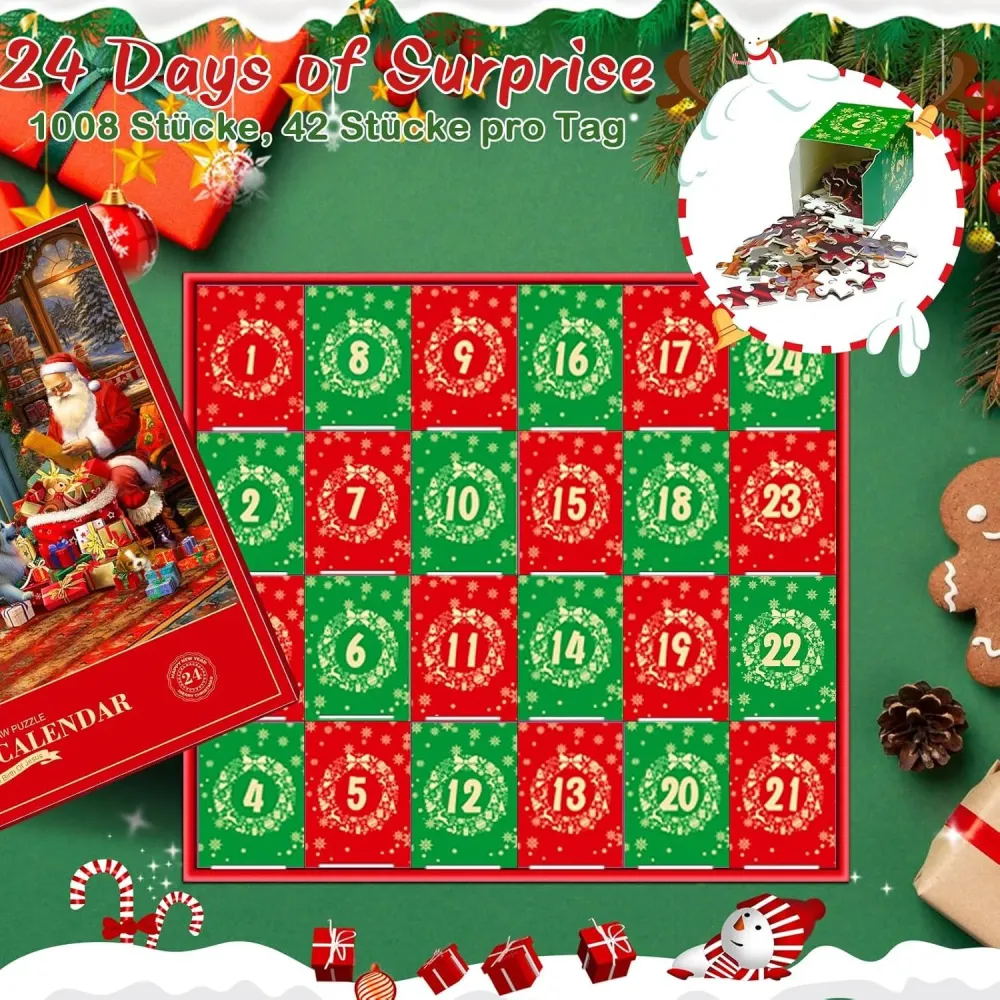 Adventskalender Puzzle 2024 für Kinder und Erwachsene, 1008