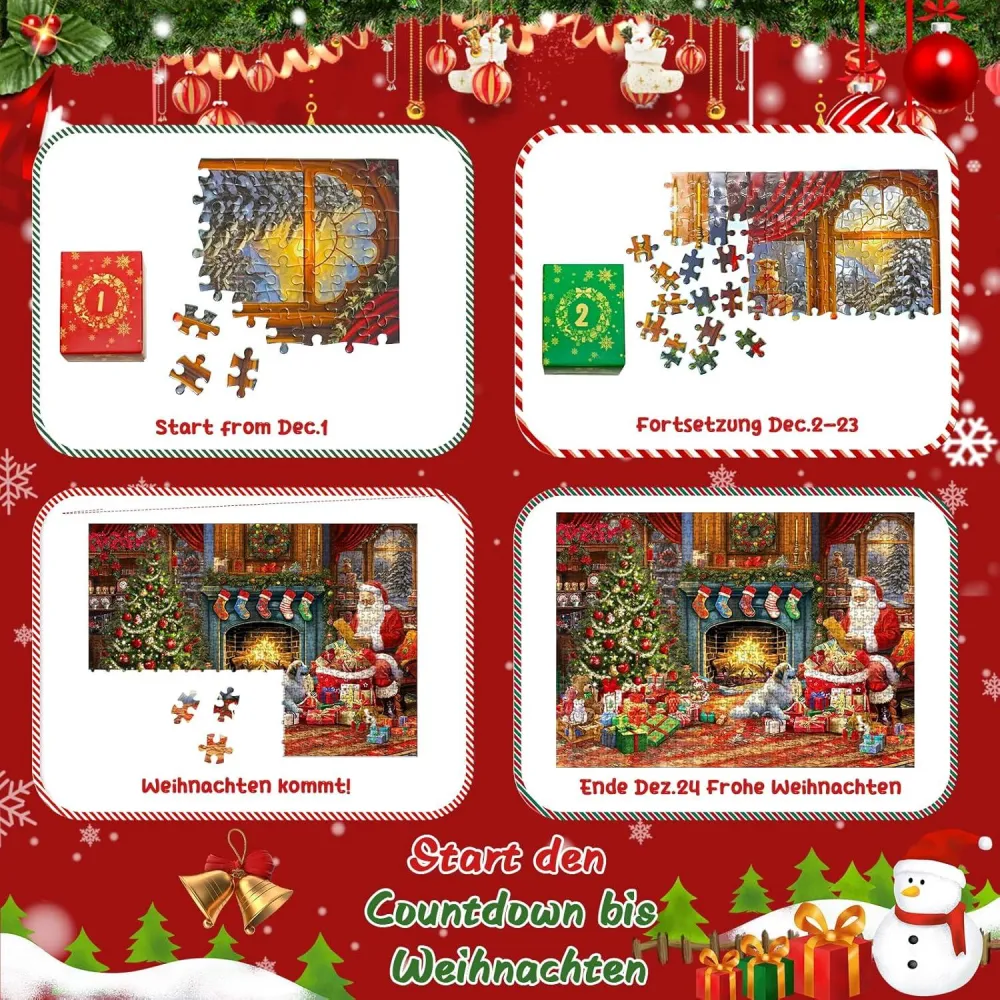Adventskalender Puzzle 2024 für Kinder und Erwachsene, 1008