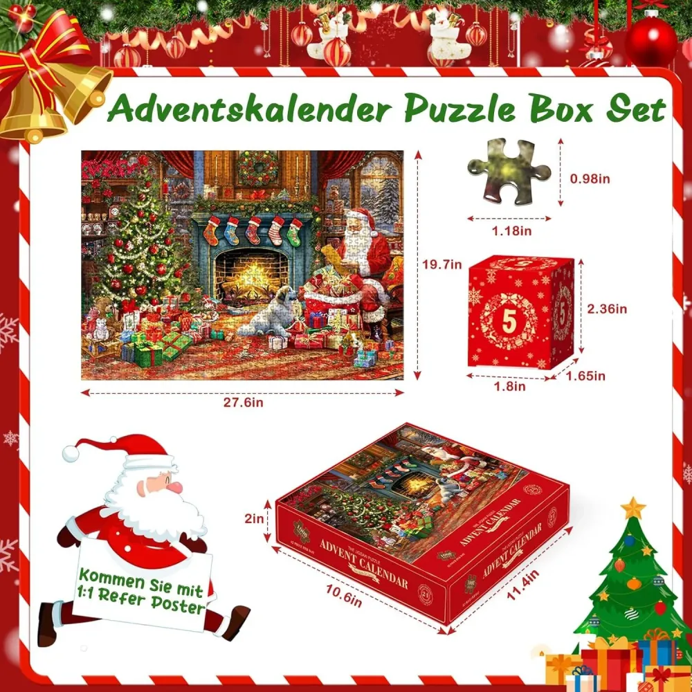Adventskalender Puzzle 2024 für Kinder und Erwachsene, 1008