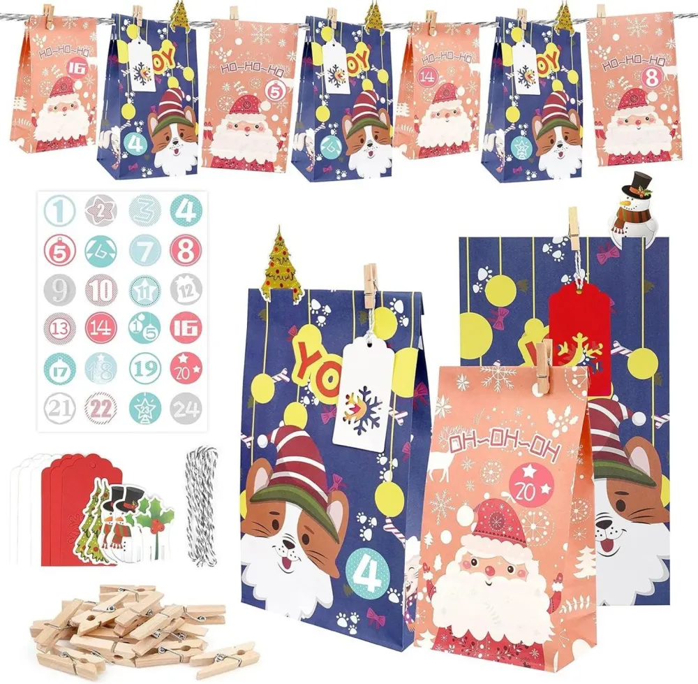 Adventskalender XXL Kraftpapier Weihnachtstüten Basteln