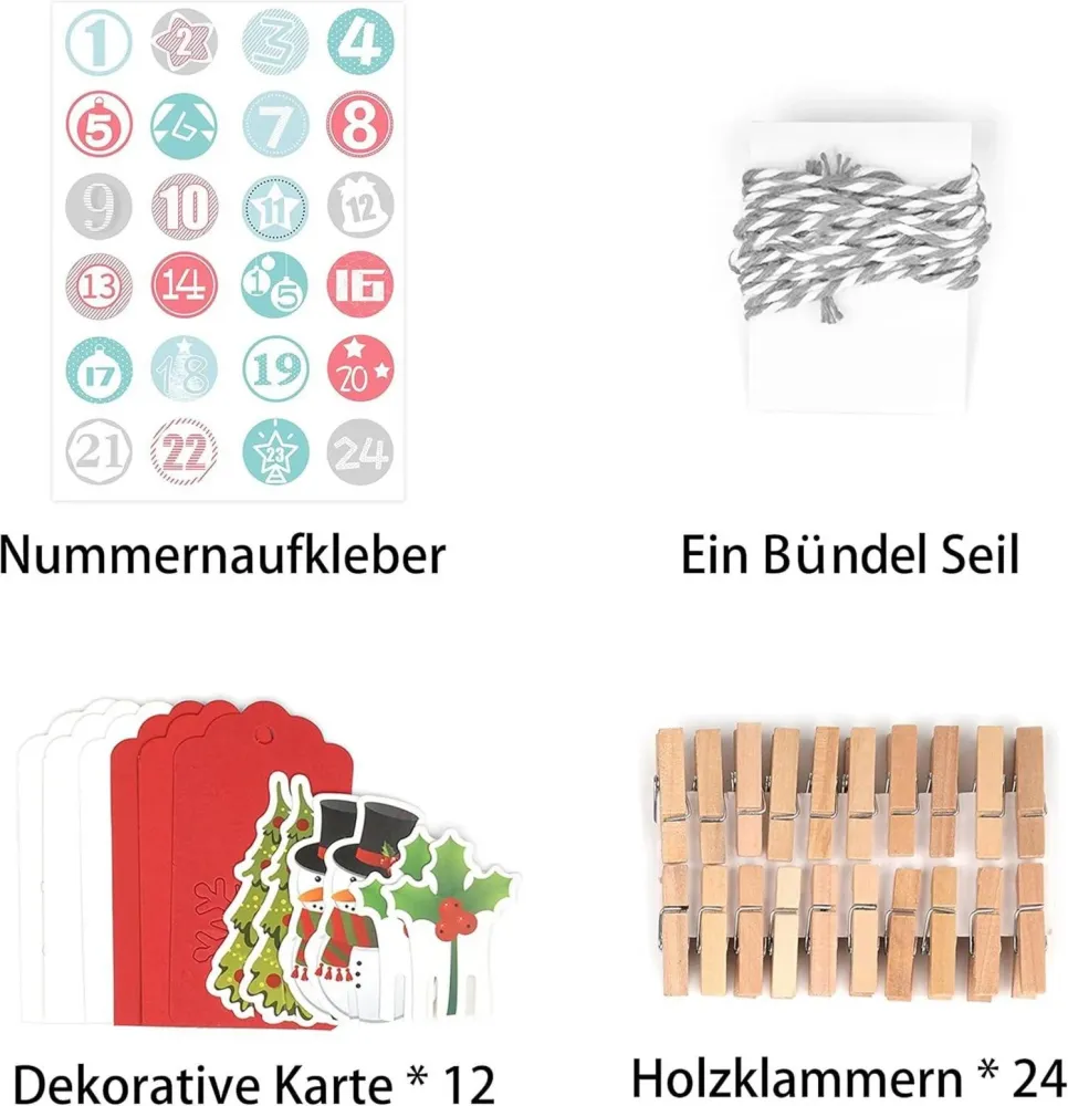 Adventskalender XXL Kraftpapier Weihnachtstüten Basteln