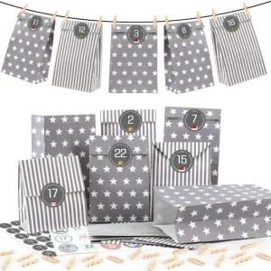 Adventskalender zum Befüllen Grau DIY Weihnachtskalender 25