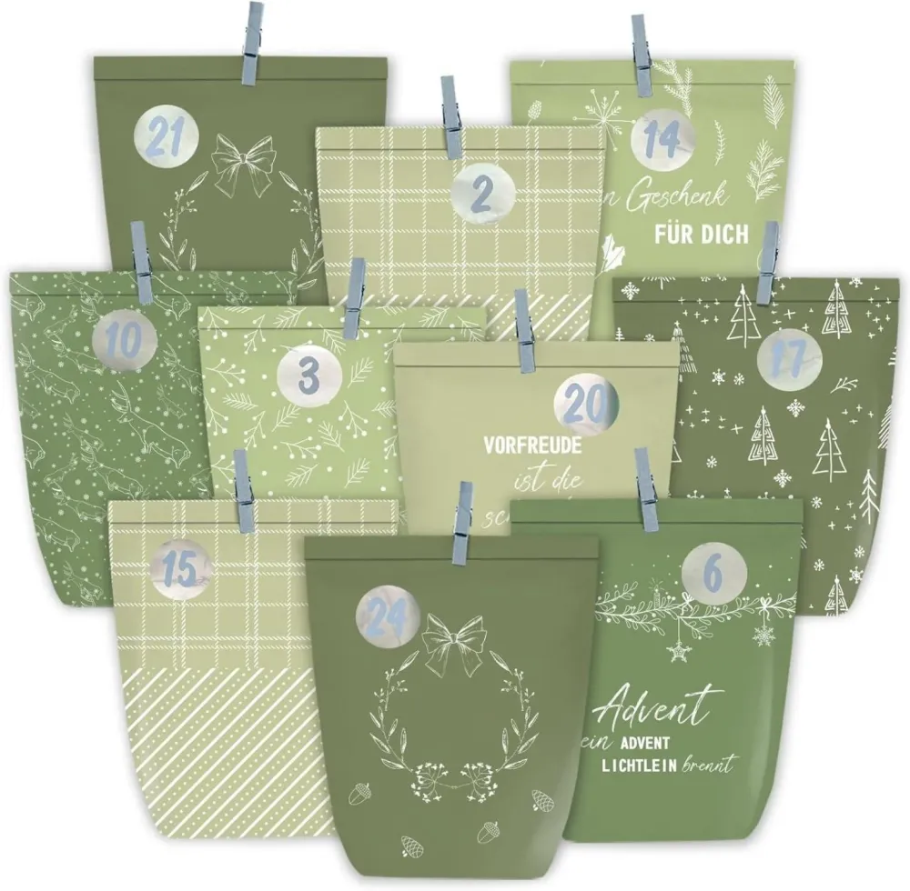 Adventskalender zum Befüllen Kraftpapier Schwarz DIY
