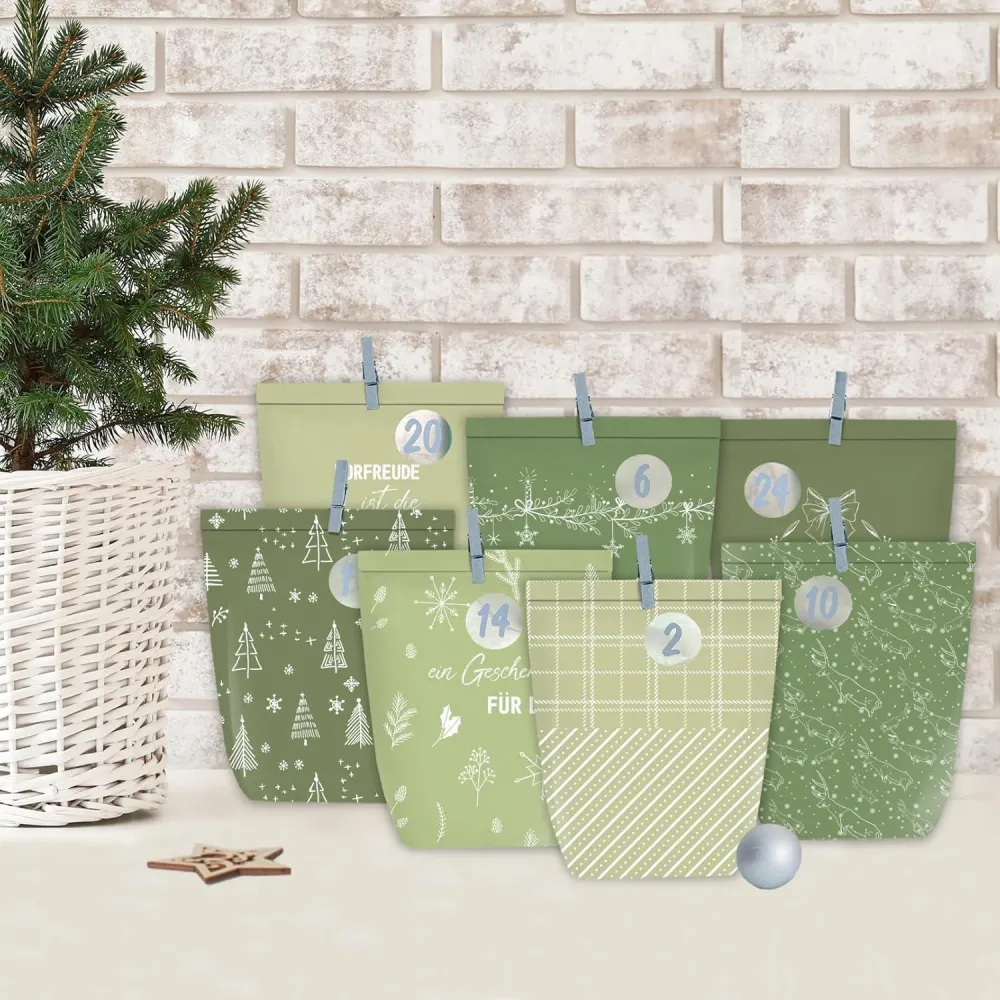 Adventskalender zum Befüllen Kraftpapier Schwarz DIY