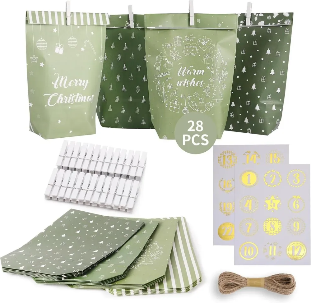 Adventskalender zum Befüllen mit Papier Adventstüten und