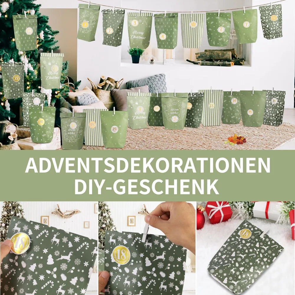Adventskalender zum Befüllen mit Papier Adventstüten und