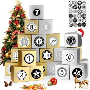 Adventskalender zum Befüllen 24 Schachteln Gold Silber mit