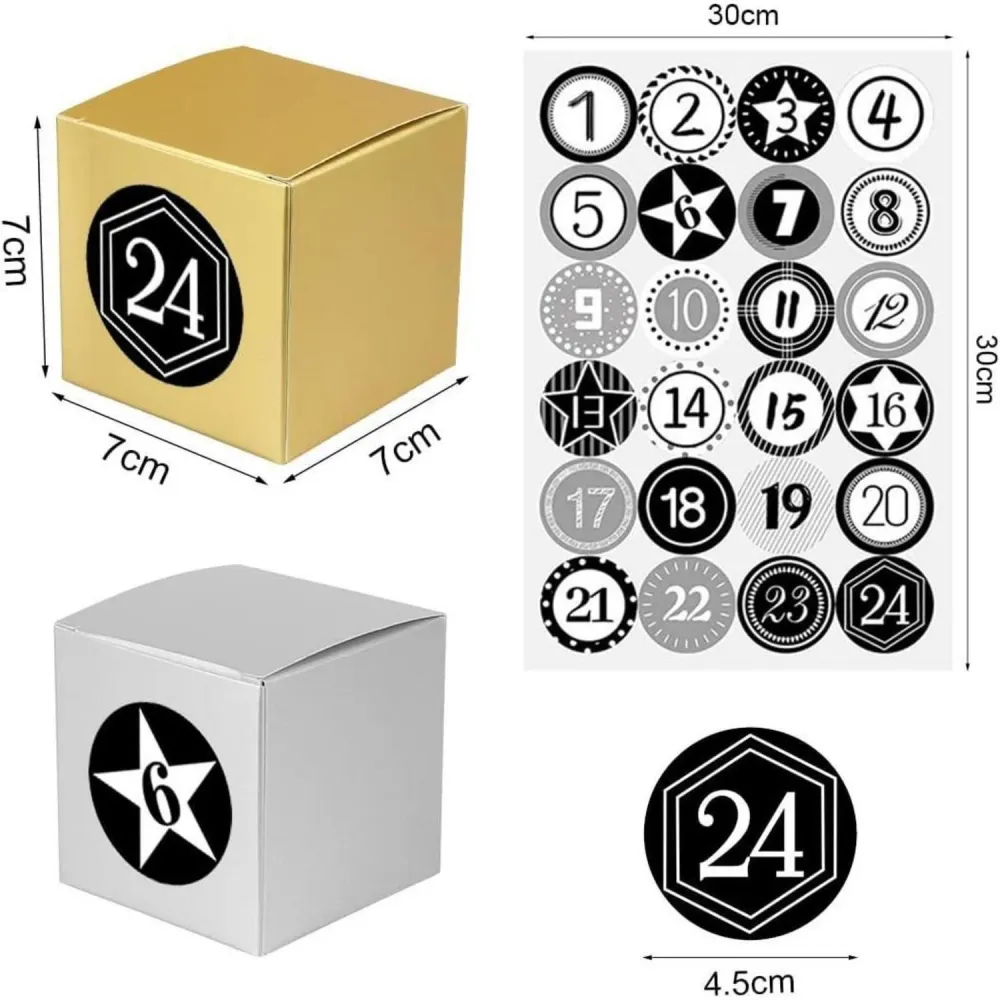 Adventskalender zum Befüllen 24 Schachteln Gold Silber mit
