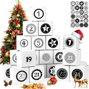 Adventskalender zum Befüllen 24 Stück mit Zahlenaufklebern