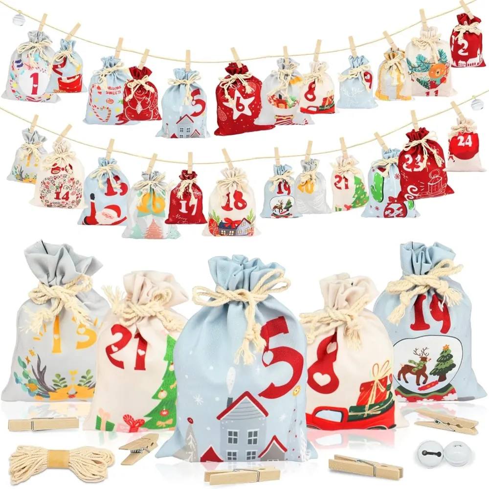 Adventskalender zum Befüllen Stoff 24 Weihnachtskalender