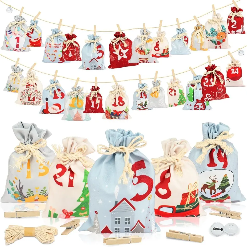 Adventskalender zum Befüllen Stoff 24 Weihnachtskalender