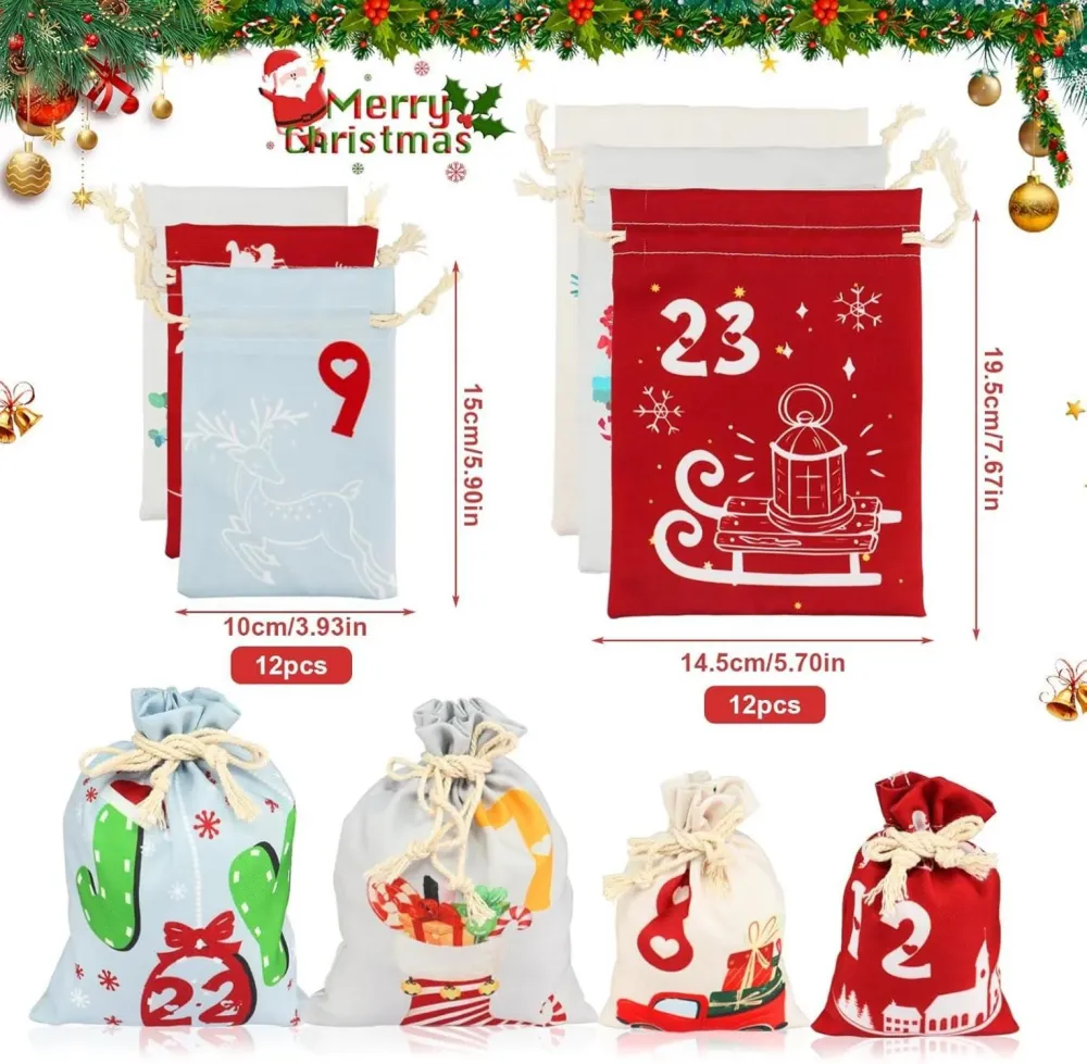 Adventskalender zum Befüllen Stoff 24 Weihnachtskalender