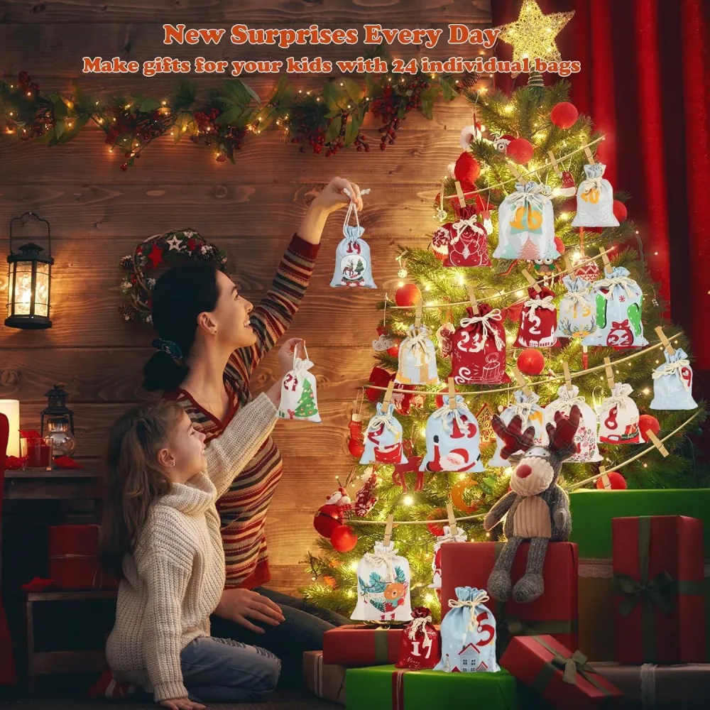 Adventskalender zum Befüllen Stoff 24 Weihnachtskalender