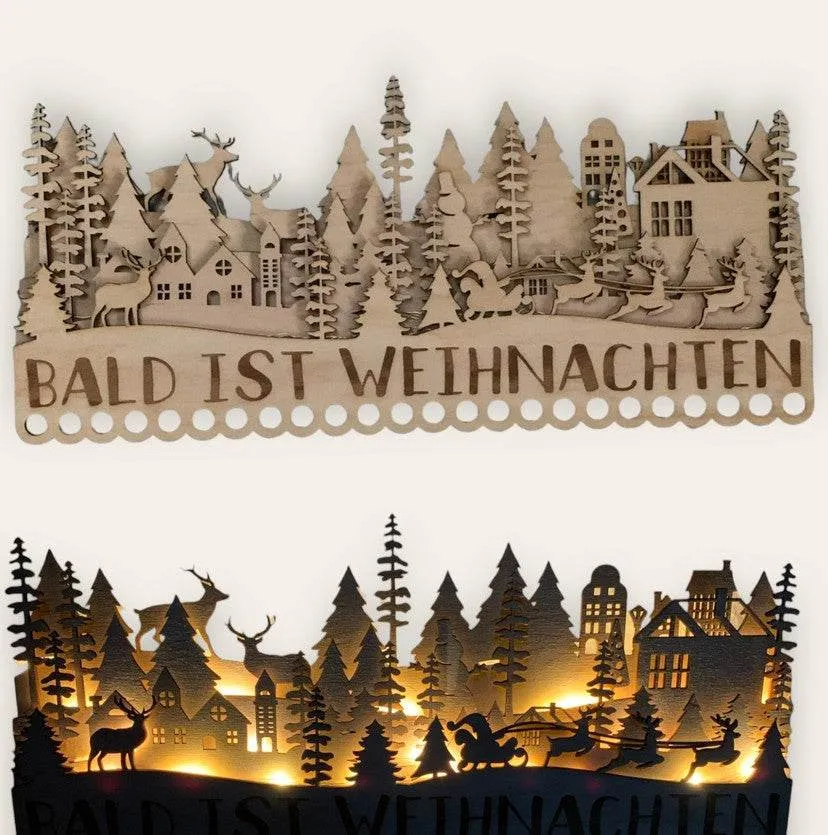 Basteln *Weihnachtssilhouette Adventskalender* Laser-& Plotterdatei