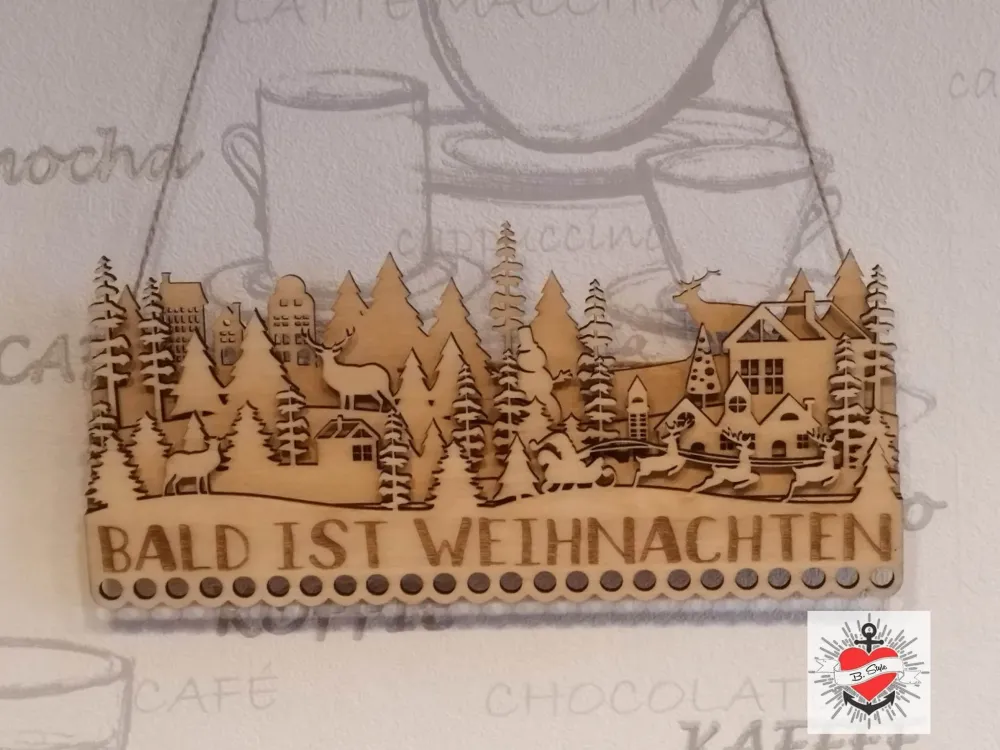 Basteln *Weihnachtssilhouette Adventskalender* Laser-& Plotterdatei