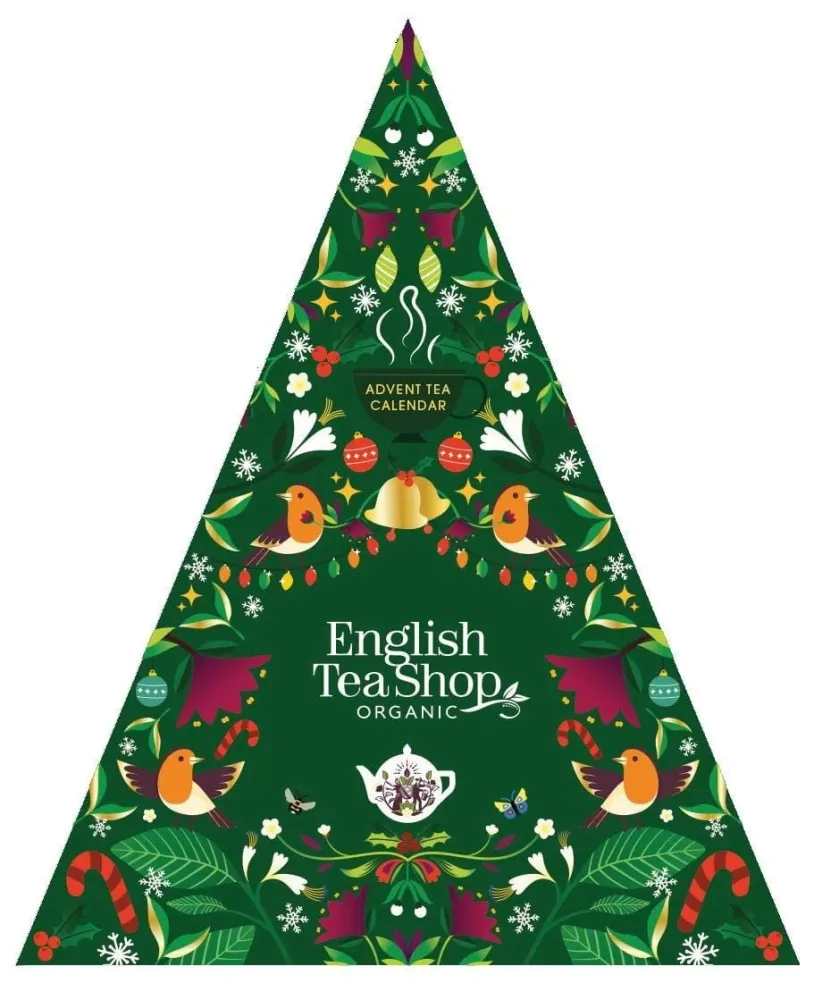 Grüner Dreiecks-Adventskalender 25 Pyramiden BIO 50g ENGLISH TEA SHOP