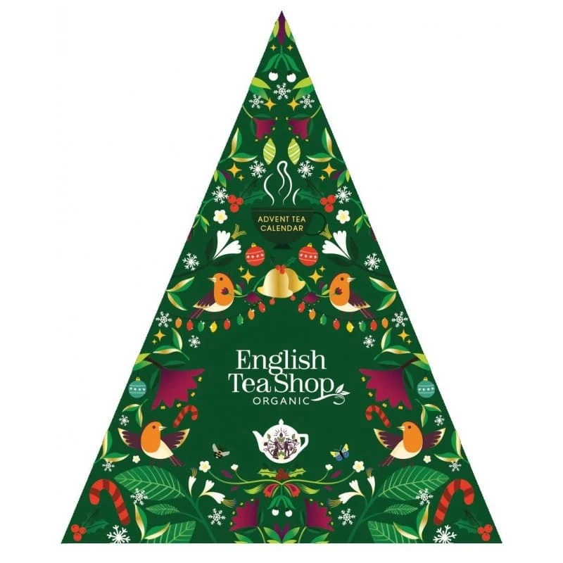 Grüner Dreiecks-Adventskalender 25 Pyramiden BIO 50g ENGLISH TEA SHOP