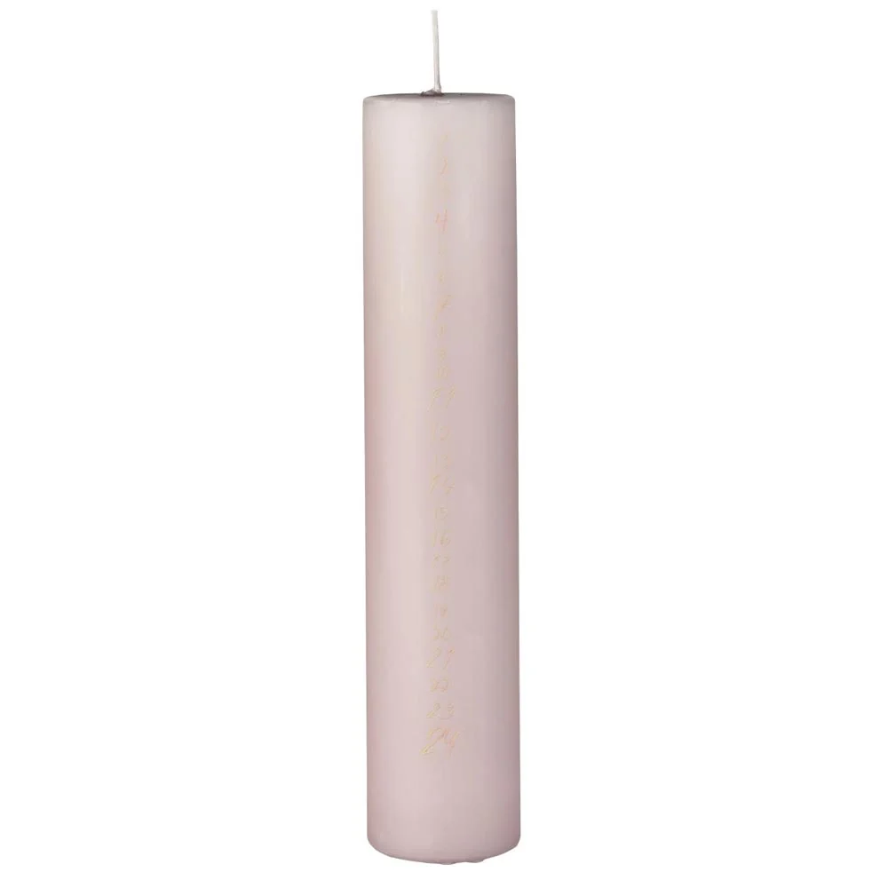 Ib Laursen - Adventskalender Kerze 1-24 rosa malva mit goldenen Zahlen