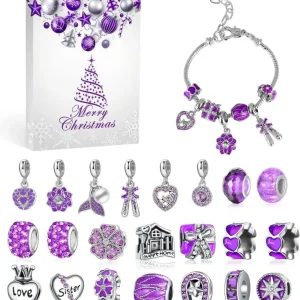 Lila Schmuck Adventskalender 2024 für Mädchen Herz