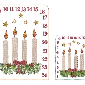 Stickdatei ITH Tischadventskalender Kerzen ab 10x10cm Adventskalender