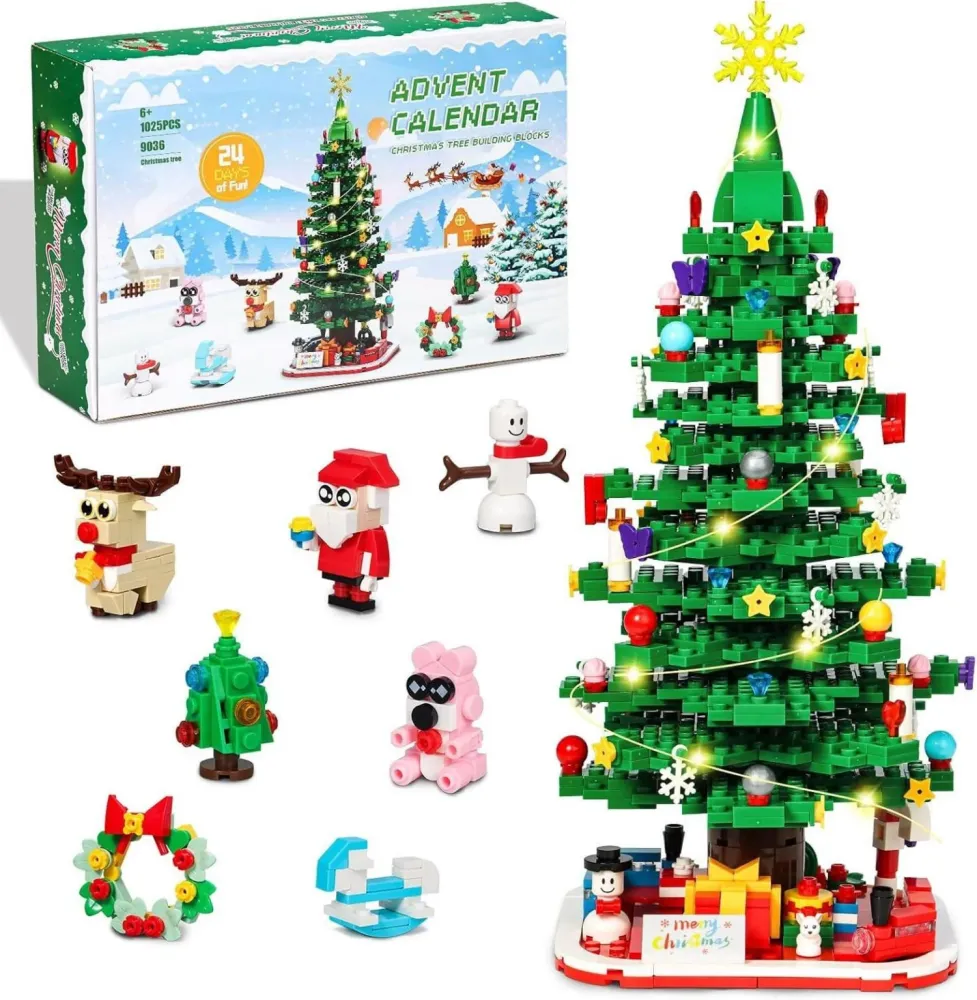 Weihnachts Klemmbausteine Adventskalender 2024 mit LED Licht