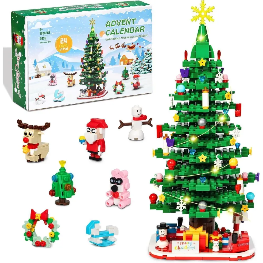 Weihnachts Klemmbausteine Adventskalender 2024 mit LED Licht