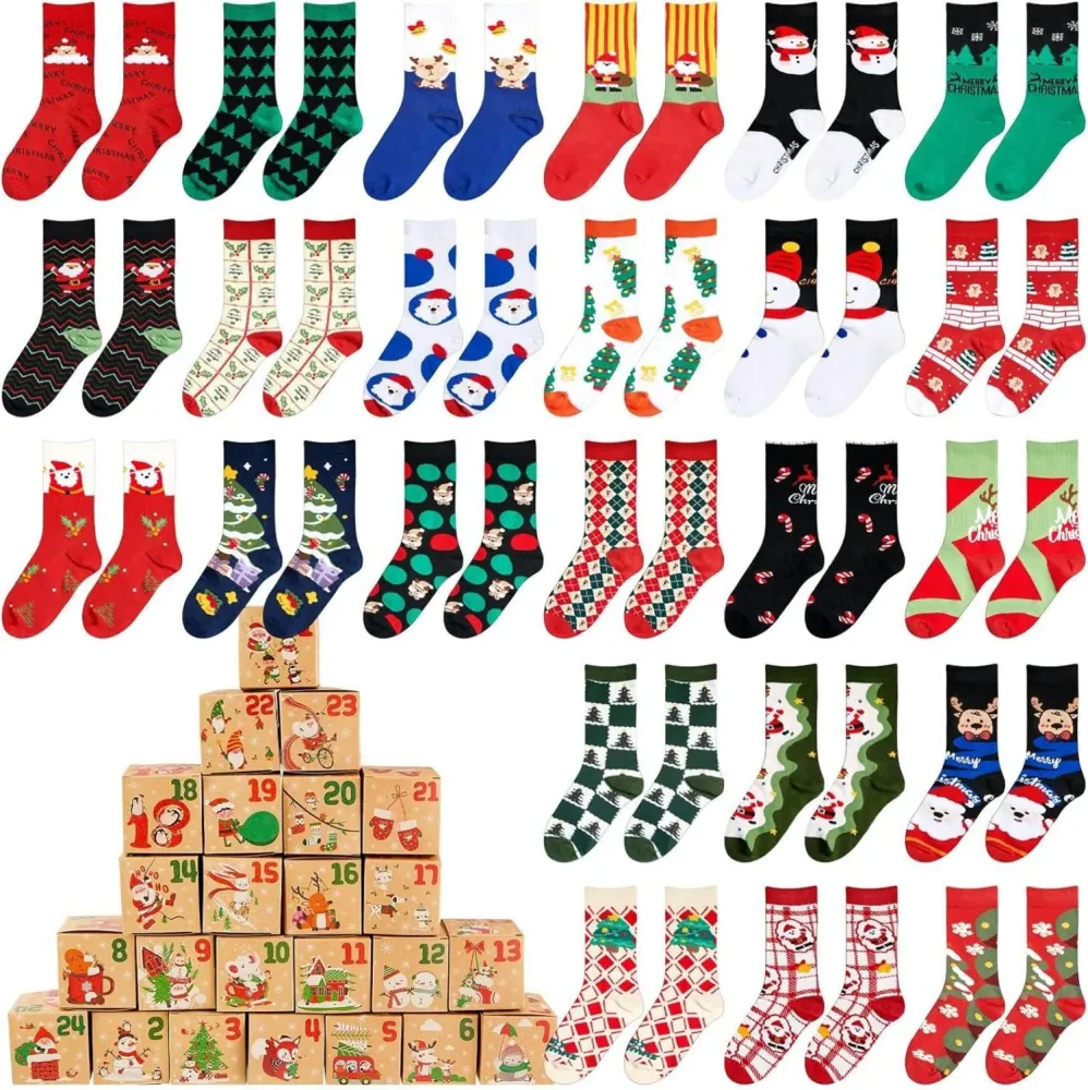 Weihnachtssocken Adventskalender Geschenkboxen 24 Paar Damen