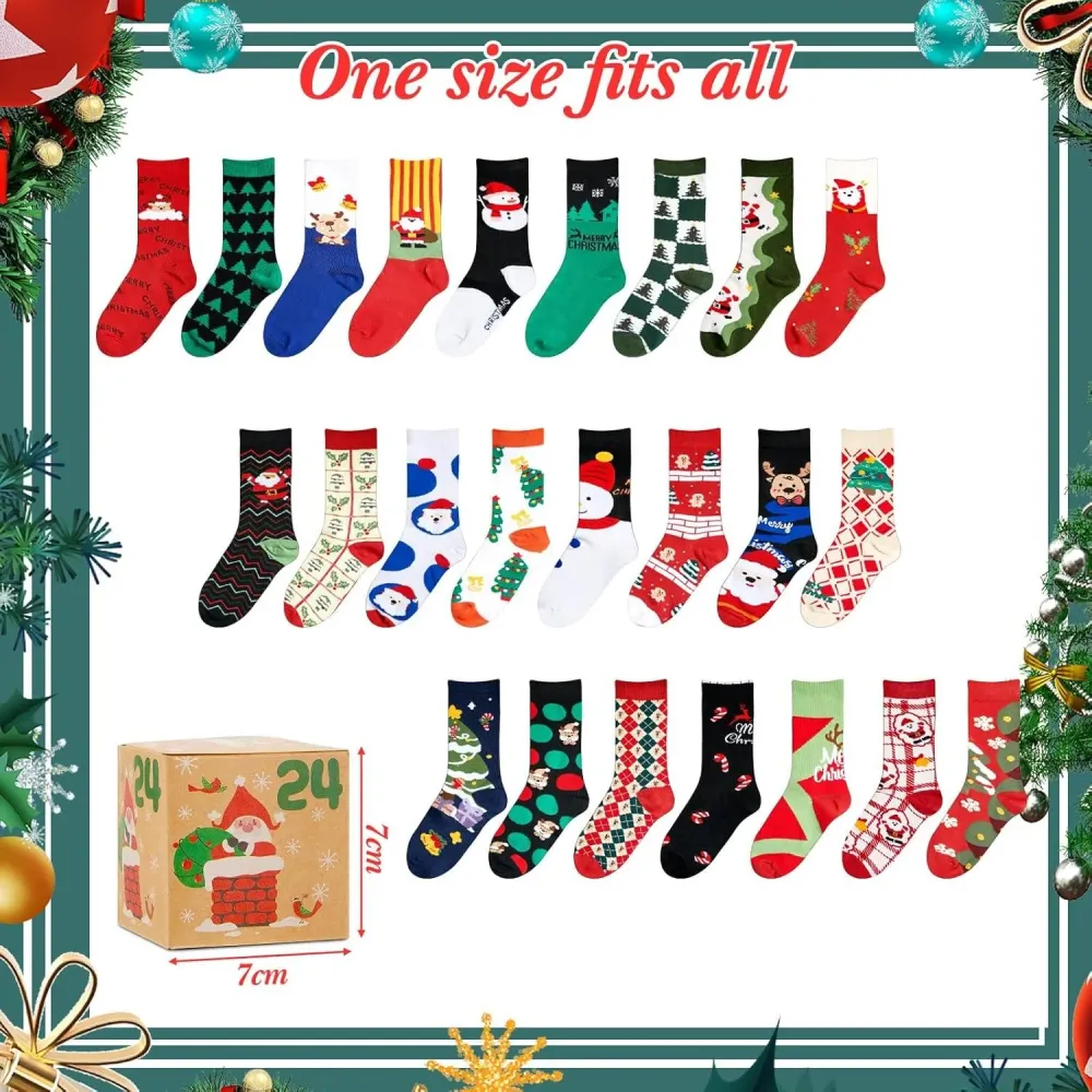 Weihnachtssocken Adventskalender Geschenkboxen 24 Paar Damen