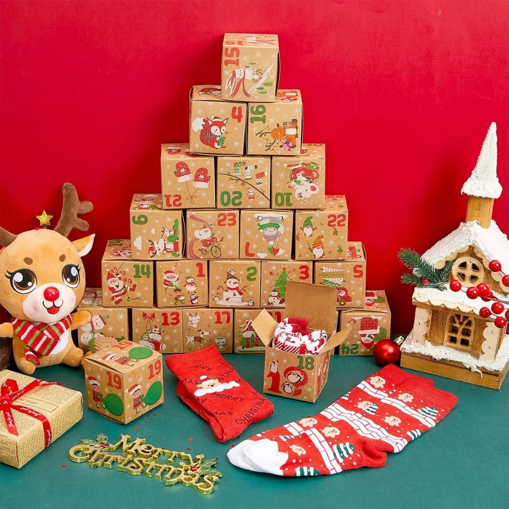Weihnachtssocken Adventskalender Geschenkboxen 24 Paar Damen