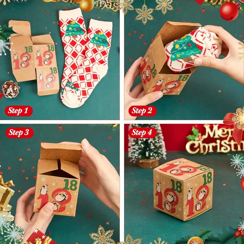Weihnachtssocken Adventskalender Geschenkboxen 24 Paar Damen