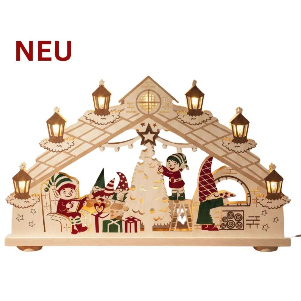 LED Schwibbogen "Wichtel- und Elfenland", farbig, 69 cm