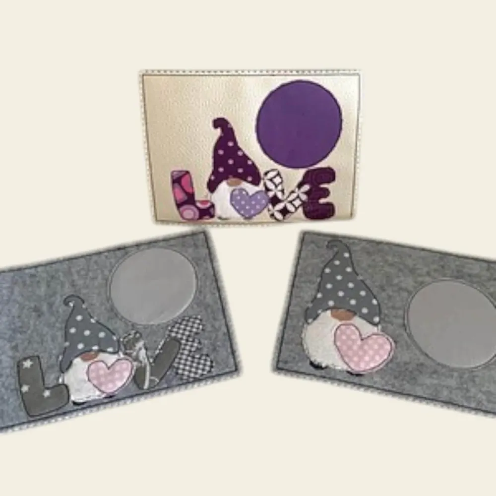 Stickdatei Mug Rug Doodle Wichtel Gnome Love Set 907