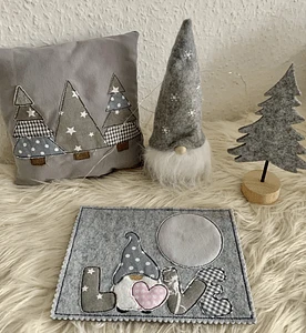 Stickdatei Mug Rug Doodle Wichtel Gnome Love Set 907