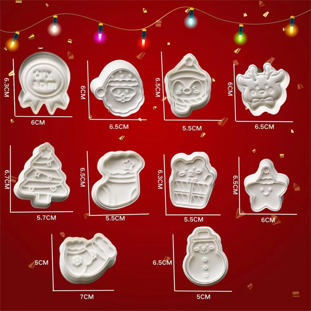 Weihnachts-Ausstechformen und Stempel Set - 10-teilig