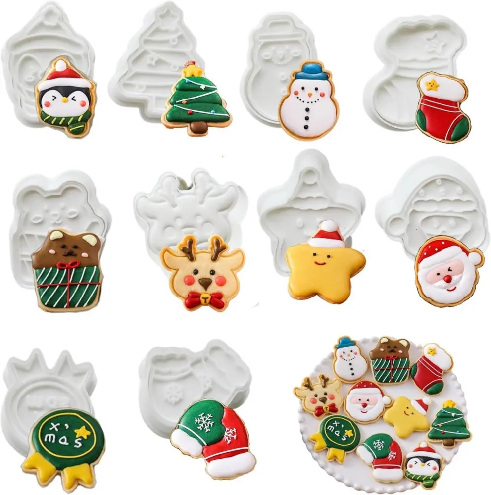 Weihnachts-Ausstechformen und Stempel Set - 10-teilig