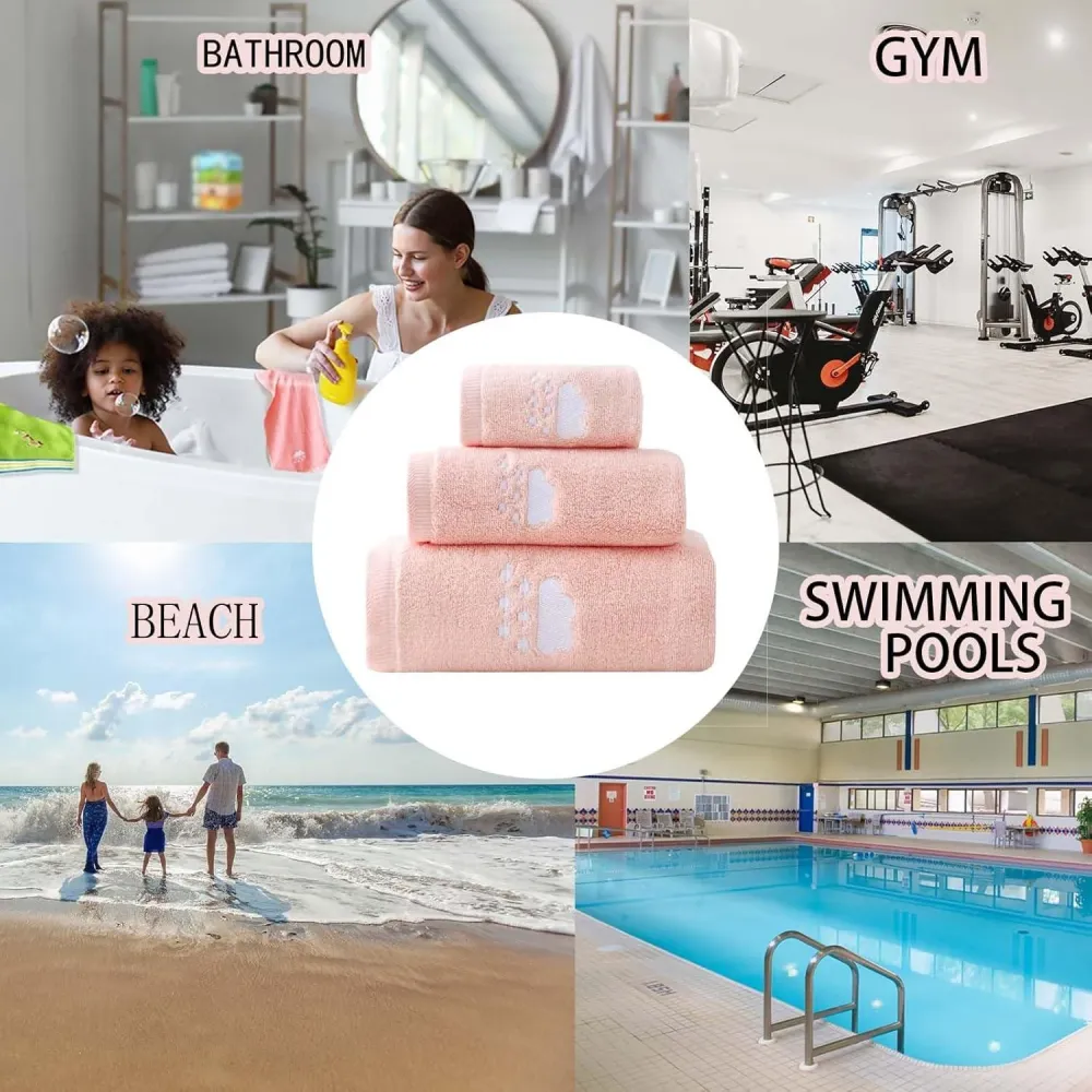 3er Handtuch Set Fitness Strand Pool Spa Waschlappen Grau
