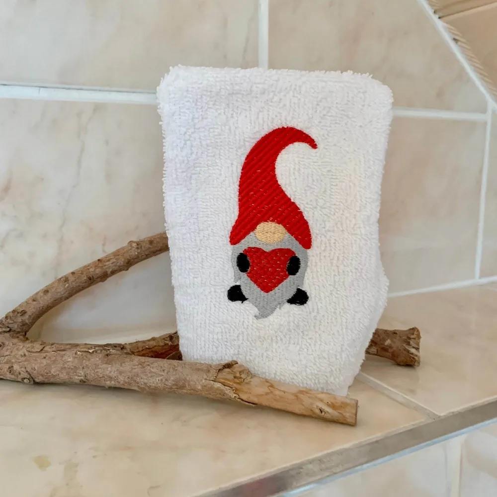 Gnom-Waschlappen Stickdatei ITH 13x18 Waschhandschuh Wichtel Gnome Weihnachten Anleitung deutscher Sprache