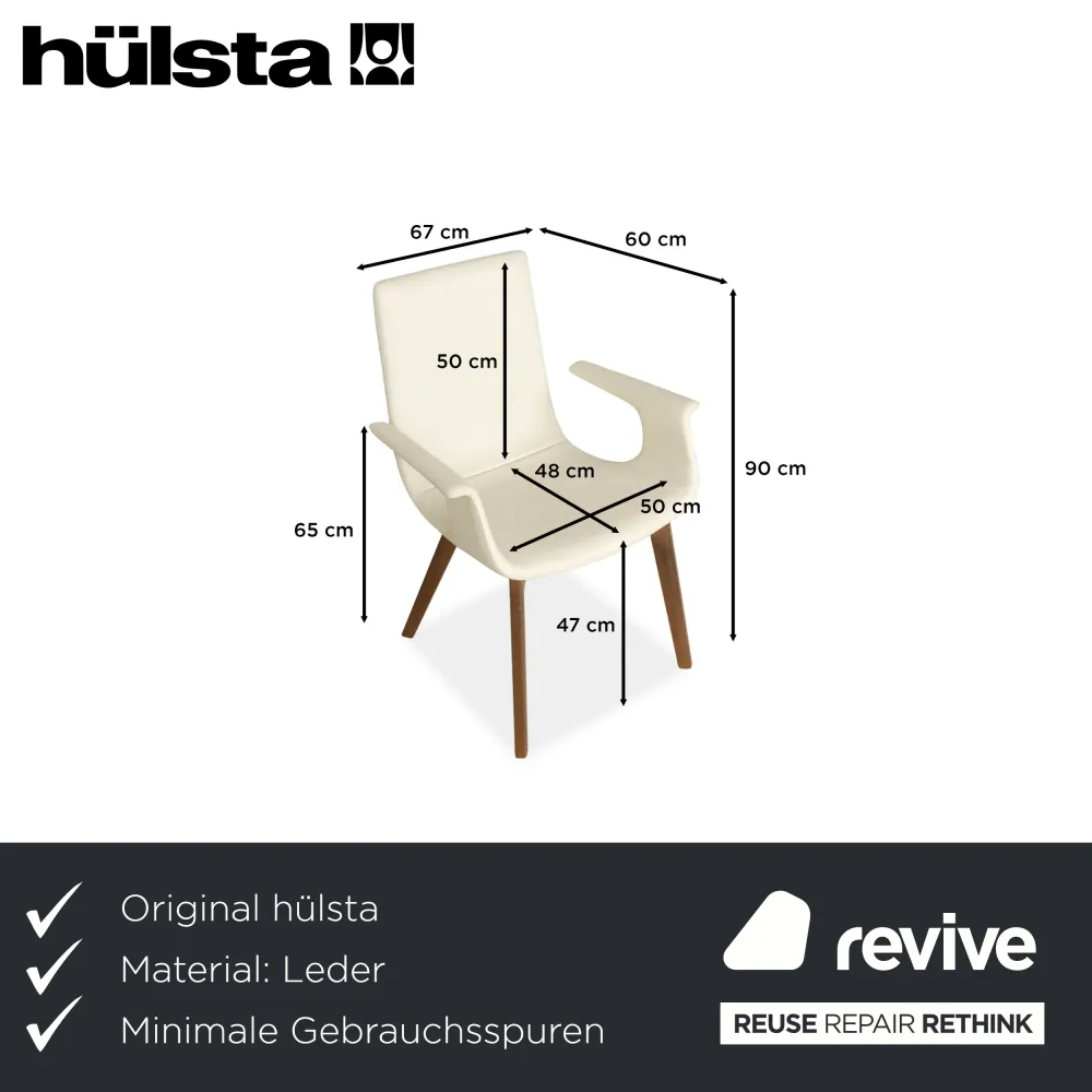 4er Garnitur Hülsta D27 Leder Stuhl Creme