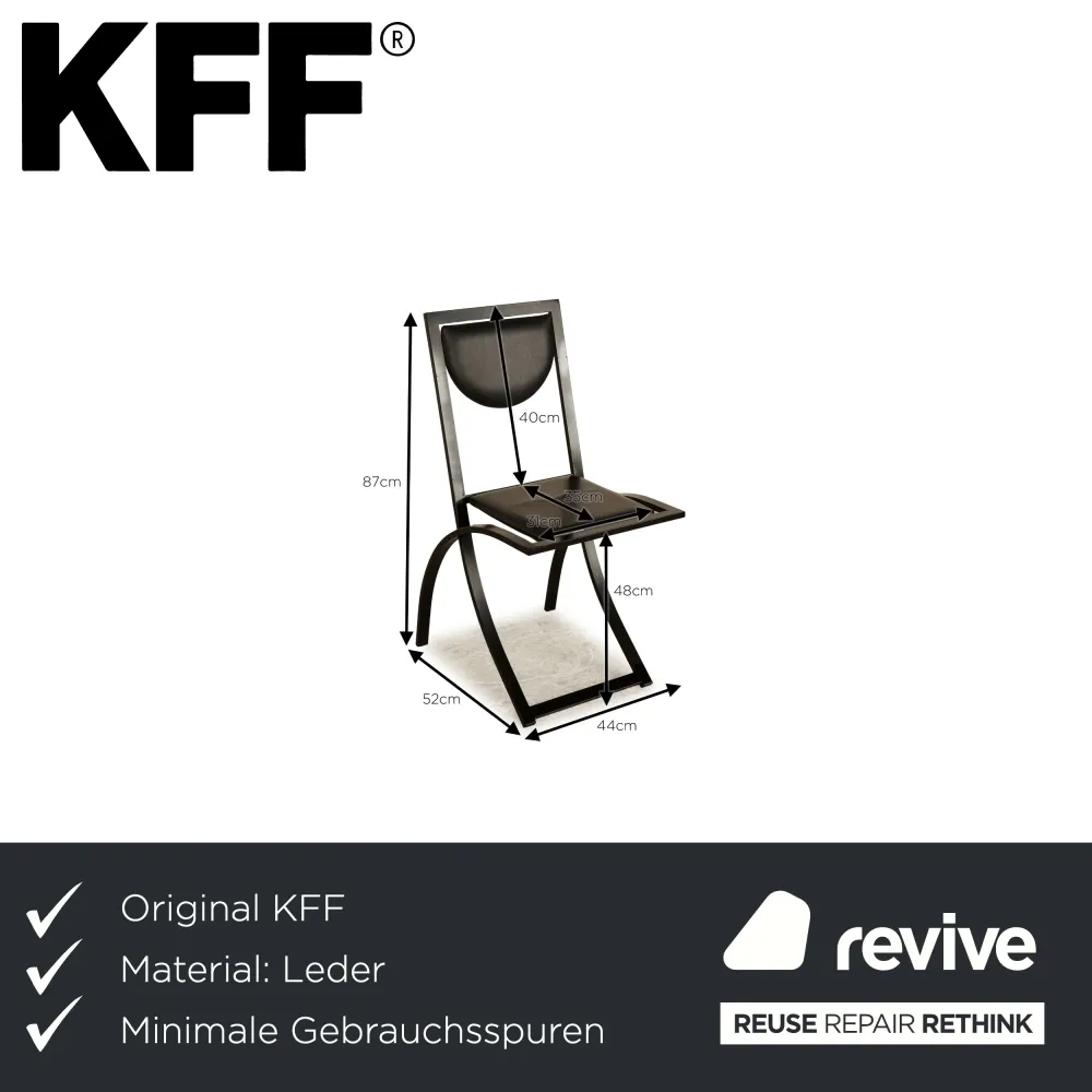 4er Garnitur KFF Sinus Leder Stuhl Schwarz Esszimmer