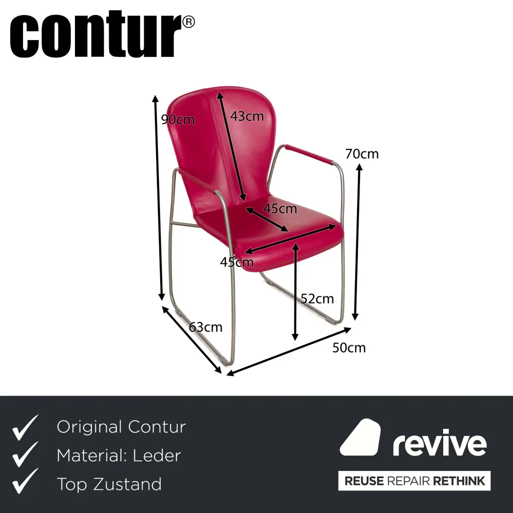 6er Garnitur Contur Leder Stuhl Pink