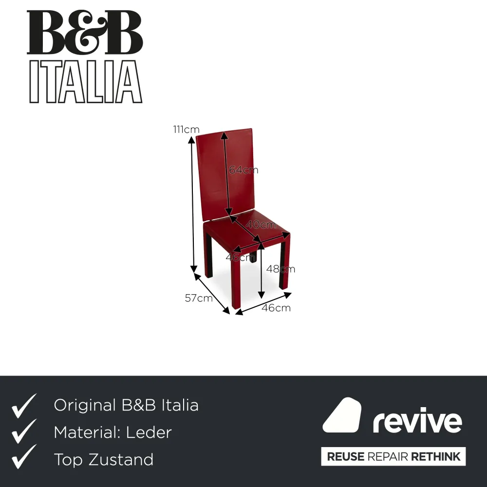 6er Garnitur B&B Italia Arcadia Leder Stuhl Rot Esszimmer Arcalla