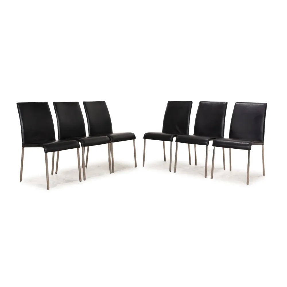 6er Garnitur Ronald Schmitt Leder Stuhl Schwarz Esszimmer