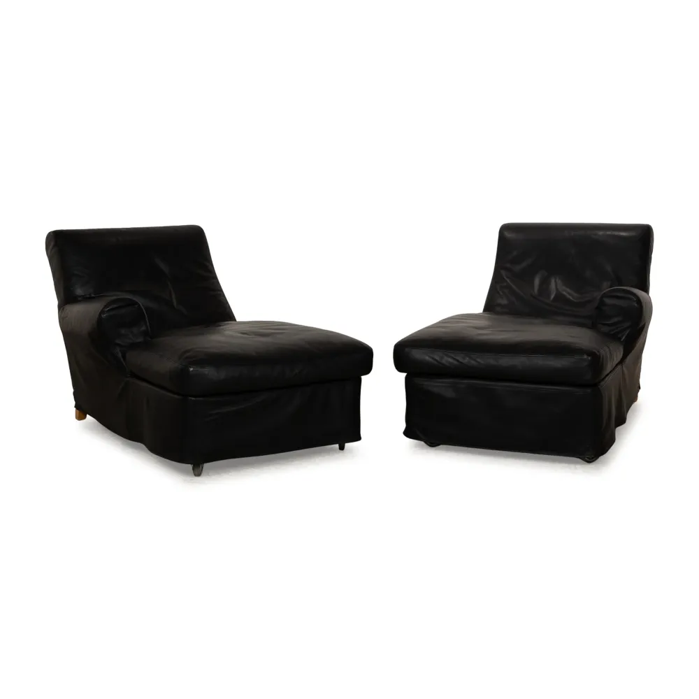 Flexform NONNAMARIA Leder Liege Garnitur Schwarz 2x Daybed Antonio Citterio