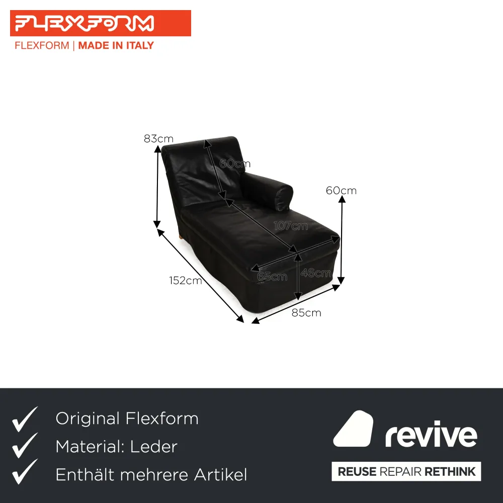 Flexform NONNAMARIA Leder Liege Garnitur Schwarz 2x Daybed Antonio Citterio
