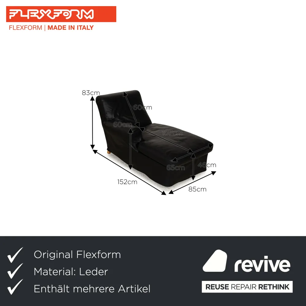 Flexform NONNAMARIA Leder Liege Garnitur Schwarz 2x Daybed Antonio Citterio